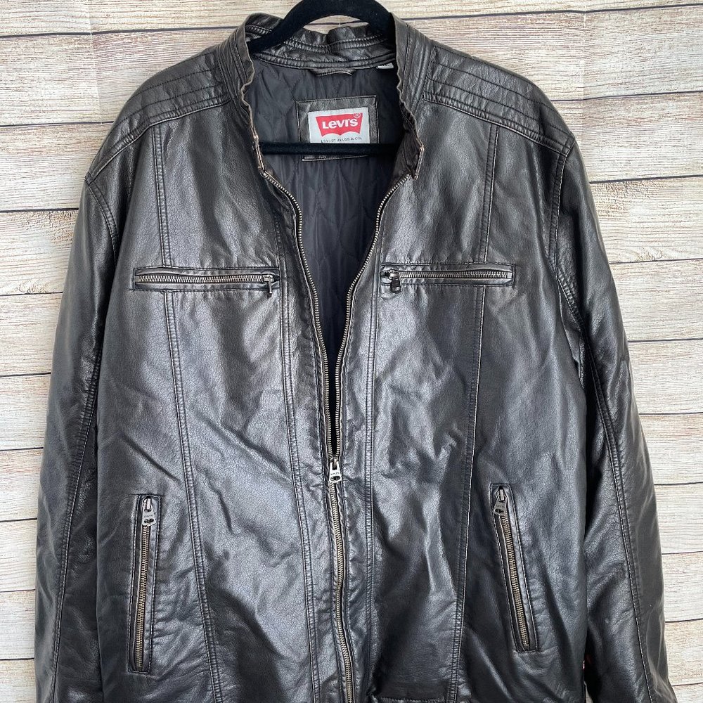 Levi's Men's Faux Leather Jacket Dark Brown Size XXL